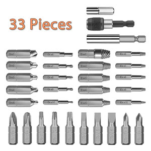 Damaged Screw Extractor, 33 Pieces with Magnetic Extension Bit Holder