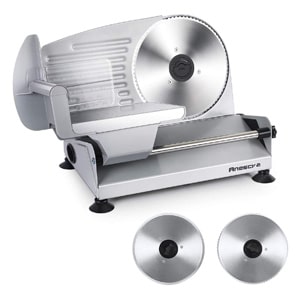 Anescra Electric Meat Slicer for Bacon with Two Removable Stainless Steel Blades