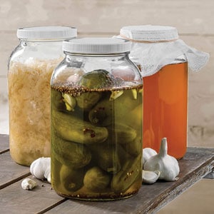 Jars For Fermenting Wide Mouth with Airtight Plastic Lid, USDA Approved