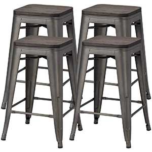 Yaheetech 24 inches Metal Bar Stools Counter Stool Indoor/Outdoor
