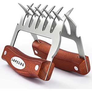 1Easylife Metal 18/8Meat Shredder Claws with Wooden Handle