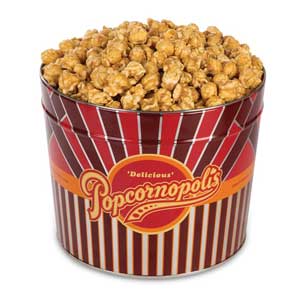 Popcornopolis Gourmet Popcorn Tins with Caramel Popcorn