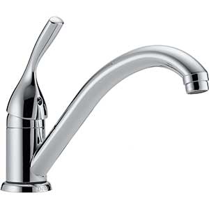 Best Single-Handle: Delta 101-DST Classic Single-Handle Standard Single Handle Faucet with separate Sprayer in Chrome