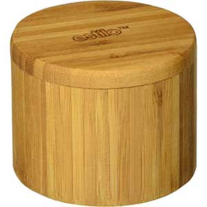 Estilo Single Round Salt or Spice Box with Lid, Bamboo
