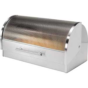 Oggi Stainless Steel Bread Box with Tempered Glass Lid